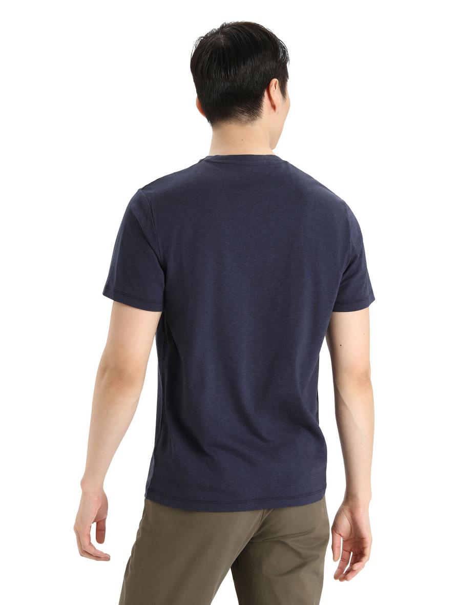 Midnight Navy Men's Icebreaker Merino Central Classic Short Sleeve Caravan T Shirts | USA 1149AHKP